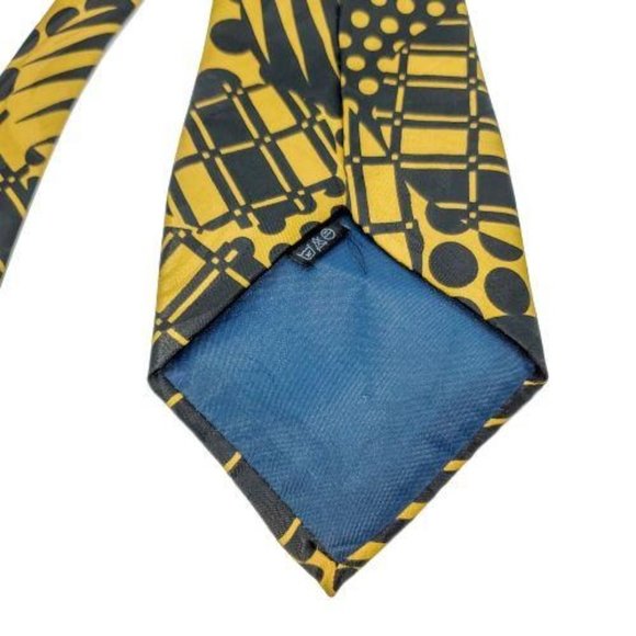 Christian Armand Hand Made Navy Blue Gold Neck Tie - Picture 4 of 17